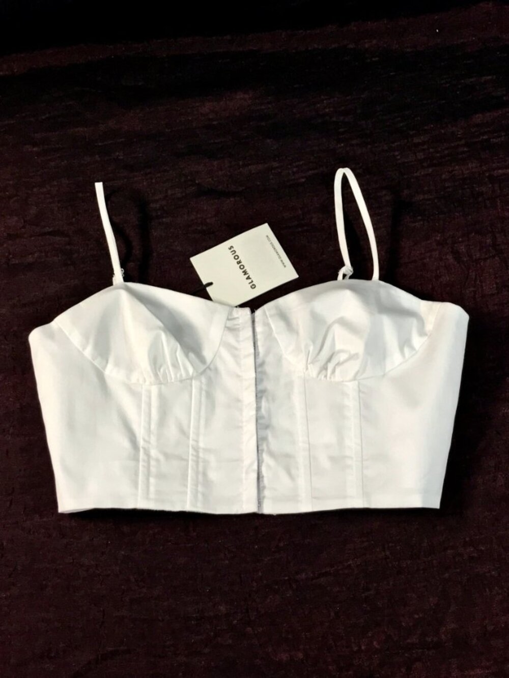 Glamorous Bustier‑Style Crop Top • Cotton Lined • Size 6  • NWT